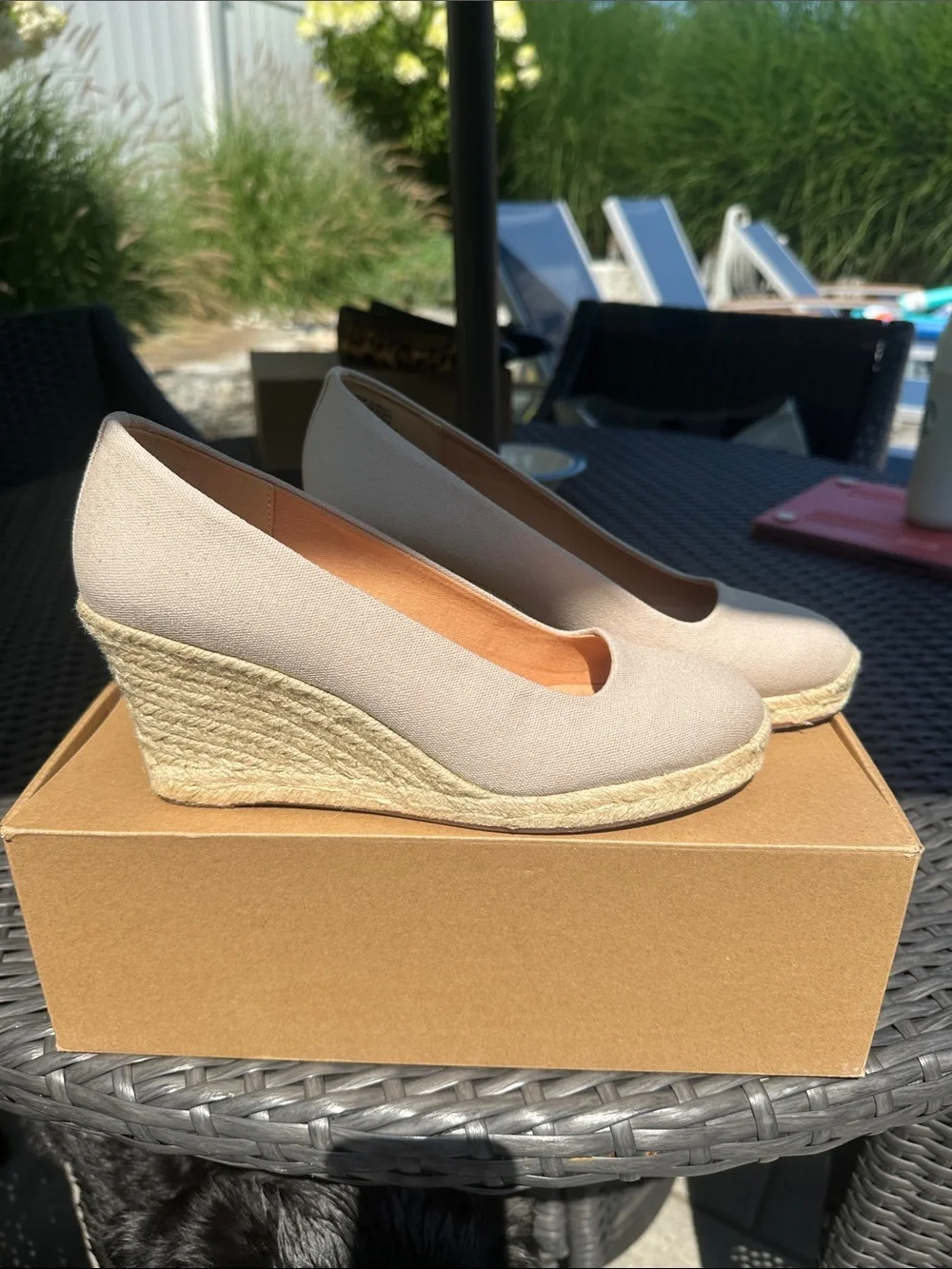 J. Crew Canvas Espadrille Wedge in Beige
